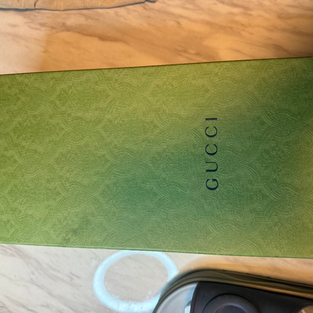 Gucci Grey Retro Interlocking Platform Slides pre… - image 11